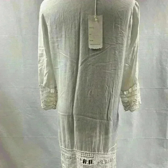 Monoreno Sleeve TUNIC TOP Boho Prairie Medium Crochet Flowey Bohemian - Picture 5 of 6